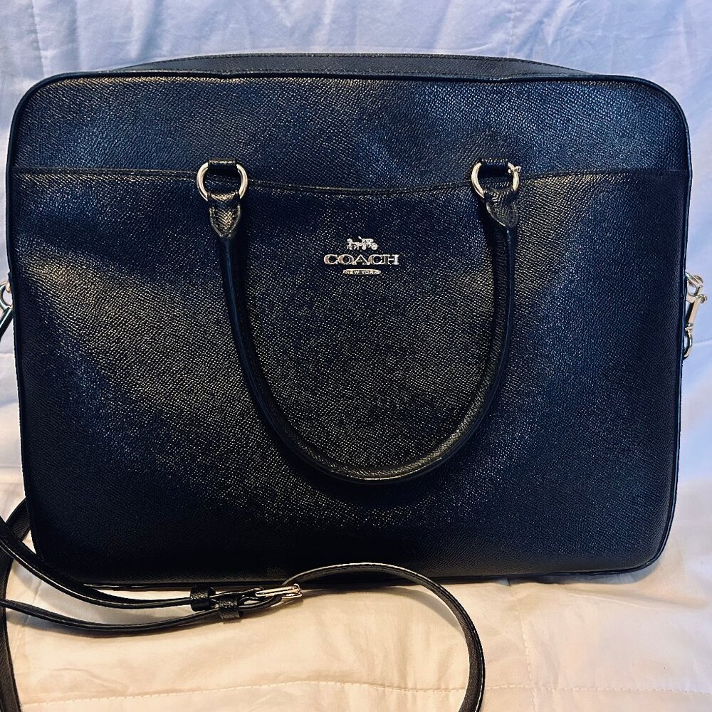 Coach Black Leather Briefcase / Laptop Bag — Mint — Authentic With Cards